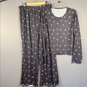 Floral Black Pajama Set
